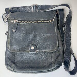 Fossil Womens Vintage Pebbled  Leather Dark Green Crossbody Bag